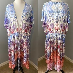 City Chic High Low Floral Sheer Kimono XXL